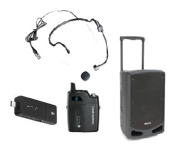 Battery Powered Loudspeaker with Professional Wireless Headset Mic