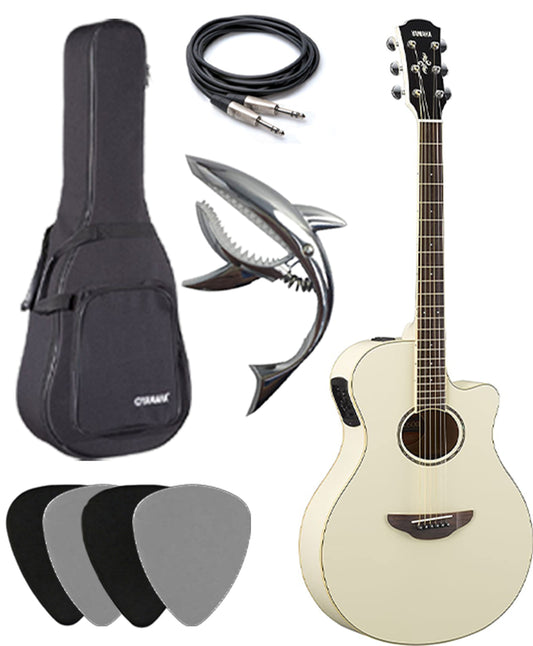 Yamaha APX600 Acoustic - Electric Guitar deluxe package - Vintage White
